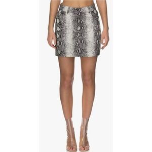 Adika Snakeskin Print Mini Skirt High Rise Button Closure Cotton size small